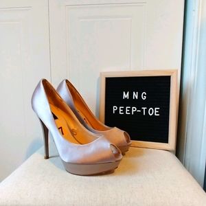 Mango Nude Satin Peep-Toe